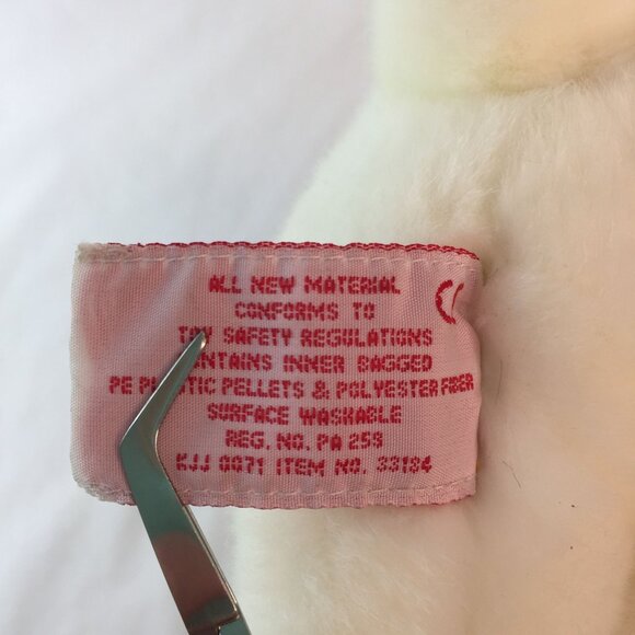 Vintage Russ Berrie White Polar Bear Plush 9" Red Bow Stuffed Animal Toy #33134 - Picture 8 of 9